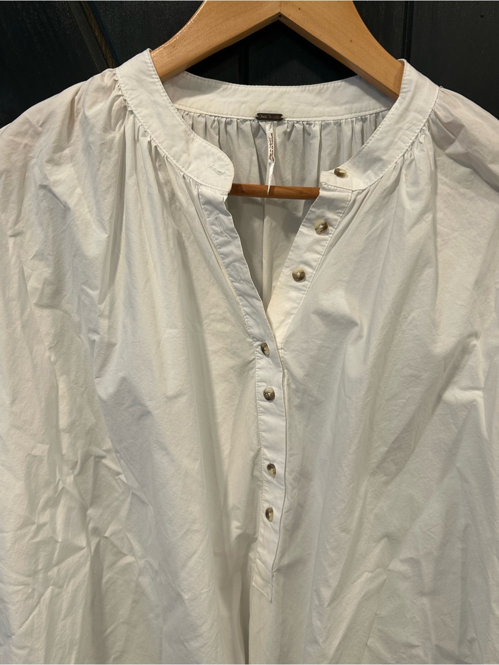 Free People White Oversized Henley Peasant Top - Picture 4 of 7